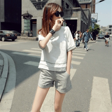2016韩国夏装新款棉麻两件套套装女装时尚宽松短裤18-25周岁潮35