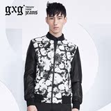[新品]gxg jeans男装秋男时尚修身休闲印花拼接夹克外套63921011