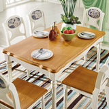 地中海风格餐厅家具 餐桌椅套装组合 实木饭桌圆餐台一桌四椅六椅