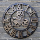 LOFT新款大号欧式创意复古挂钟客厅个性装饰钟表艺术壁钟实木时钟