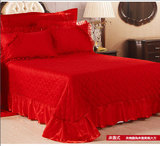 纯大红色婚庆夹棉加厚床单 单件床盖床罩结婚床上用品1.5\1.8\2米