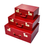 结婚皮箱红箱子结婚箱子陪嫁箱复古手提密码箱嫁妆箱官箱红色皮箱
