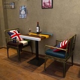 简约复古酒吧桌椅餐厅餐桌椅现代创意咖啡馆个性铁艺沙发桌椅组合