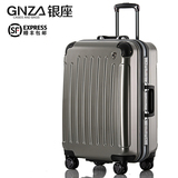 银座韩国旅行箱铝框拉杆箱拖箱拉链PC登机箱包万向轮24男女行李箱