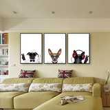 北欧客厅装饰画卧室房间挂画简约现代沙发背景墙画动物小狗壁画