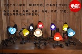 阅读护眼个性创意复古机器人水管台灯loft美式乡村LED灯罩台灯