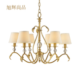 美式创意全铜黄金叶客厅吊灯 现代欧式简约纯铜书房餐厅卧室吊灯