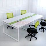 上海家具大型板式会议桌口字脚条形桌钢架洽谈桌办公桌白色简约