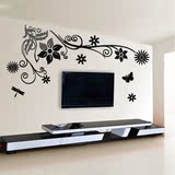 亚克力3d水晶立体墙贴装饰床头画客厅沙发电视背景墙花开富贵花藤