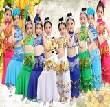 新款傣族儿童舞蹈服女孩傣族演出服装幼儿女童傣族孔雀舞裙表演服