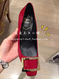 香港代购女鞋RV高跟鞋漆皮粗跟单鞋金属方扣方头中跟细跟mb婚鞋子