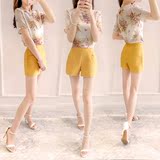 名媛气质2016新款女装夏装两件套韩版短袖搭配短裤休闲时尚套装女