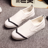 夏韩版浅口布鞋女小白鞋黑白色鞋子学生板鞋一脚蹬懒人鞋子帆布鞋