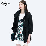 Lily2015装新款女装保暖修身纯色中长款风衣115320F1125