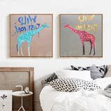 手绘动物装饰画现代简约美式抽象画鹿油画北欧风格客厅卧室玄关画