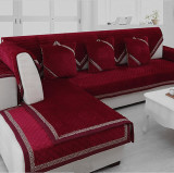 四季毛绒沙发垫布艺简约现代防滑纯色坐垫椅垫客厅沙发巾组合包邮
