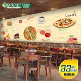 3D木纹砖墙涂鸦pizza披萨大型壁画咖啡厅蛋糕奶茶店餐厅墙纸壁纸