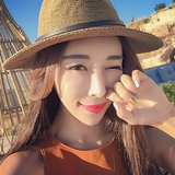 韩国皮带礼帽夏天女士英伦爵士草帽子夏季太阳沙滩出游防晒遮阳帽