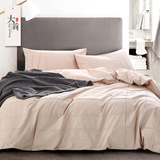 大简纯色床上四件套简约高档棉麻耐磨透气床品被套床单1.5 1.8m床