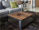 创意现代简约铁艺实木电视柜茶几组合 小户型正方形客厅茶桌方几
