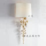 云逸 全铜水晶花束壁灯 纯铜壁灯 北欧美式乡村客厅卧室床头壁灯