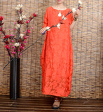 竹一原创 2016秋季新品长袖立体玫瑰花朵连衣裙品质双层长裙