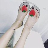 草莓水晶鞋女2016夏季潮款塑胶果冻凉鞋女学生沙滩鞋夹趾透明凉鞋