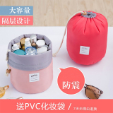 韩国旅行化妆包旅行大容量水桶手拿包中便携随身圆形化妆品收纳袋