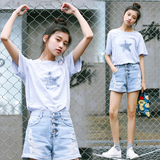 学院风2016新款韩版夏季大码女装潮流个性印花短袖T恤女半袖上衣