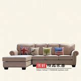 新款欧式实木客厅卧室懒人皮艺布艺韩式美式组合麻布创意沙发