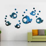 小鱼防水创意3D亚克力立体镜面卧室幼儿园儿童房背景装饰墙贴画