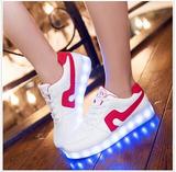 七彩发光女荧光LED带灯鞋USB充电男士鞋底会亮的情侣鬼步舞板鞋子