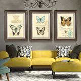 现代装饰画有框画欧式客厅挂画沙发背景墙画美式乡村田园蝴蝶花鸟