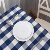 地中海现代简约深蓝色桌布布艺 台布 茶几布 沙发盖布 格子餐桌布