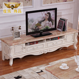 欧式大理石电视柜茶几组合 简约实木雕花电视柜客厅法式储物地柜