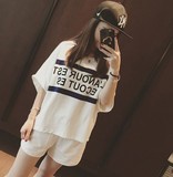韩版BF原宿风时尚运动服休闲套装女宽松短袖t恤短裤两件套学生夏