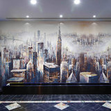 简约现代抽象油画城市建筑欧式壁纸客厅卧室工作室咖啡厅壁画墙纸