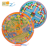 木丸子磁力立体大迷宫磁性运笔走珠幼儿童益智力二合一飞行棋玩具