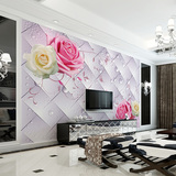玫瑰花卉3D立体墙纸客厅4D电视背景墙沙发卧室无缝墙布壁纸壁画