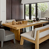 美式实木餐桌复古办公桌会议桌泡茶桌北欧设计师做旧家具创意餐桌