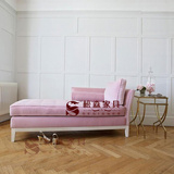 法式粉色贵妃沙发椅新古典复古做旧太妃椅美式客厅卧室阳台休闲榻