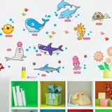 包邮可爱创意卡通动物海洋鱼儿童房卧室客厅浴室防水可移除墙贴纸