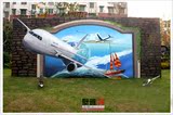 上门手绘壁画工装家装酒店工程壁画墙体彩绘3D荧光画航空公司背景