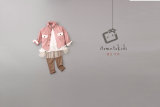 b535 草莓面包 秋季新款女童全棉浅粉色泡泡领拼色长袖外套