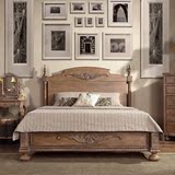 美式实木雕花床1.8米1.5米欧式法式高档实木床双人床婚床大床定制