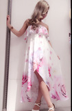 玫瑰花派今年最后一款经典荷叶边吊带雪纺长裙rady datura白和粉