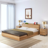 现代简约板式床1.2米1.5米1.8米旅馆实木双人床榻榻米高箱储物床