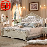 尚好家 欧式床1.8米双人床 真皮法式雕花婚床田园公主实木高箱床