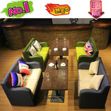 新款美式奶茶店西餐咖啡厅酒吧自助餐饮桌椅沙发卡座实木椅子组合