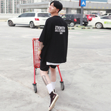 HOLIGAN韩国原创男装代购韩版超宽松圆领个性潮款背部印花短袖T恤